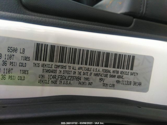 1C4RJFBGXJC237094 Jeep Grand Cherokee Limited