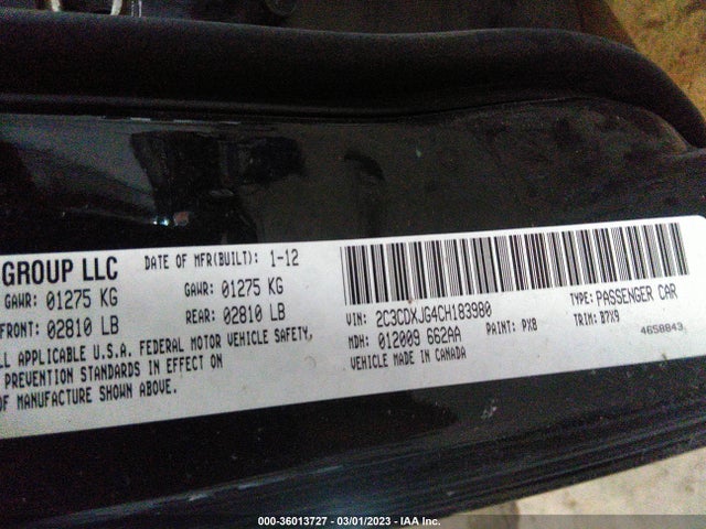 Dodge Charger Sxt 2012 2C3CDXJG4CH183980 Image 10