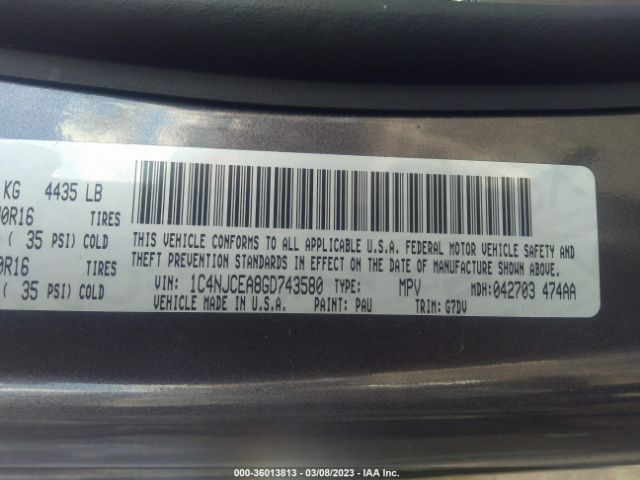 1C4NJCEA8GD743580 Jeep Compass Latitude