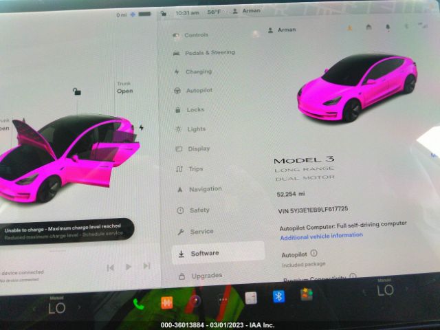 5YJ3E1EB9LF617725 Tesla Model 3 Long Range