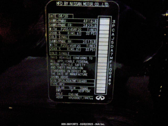2021 Infiniti QX50, VIN: 3PCAJ5DA7MF100489