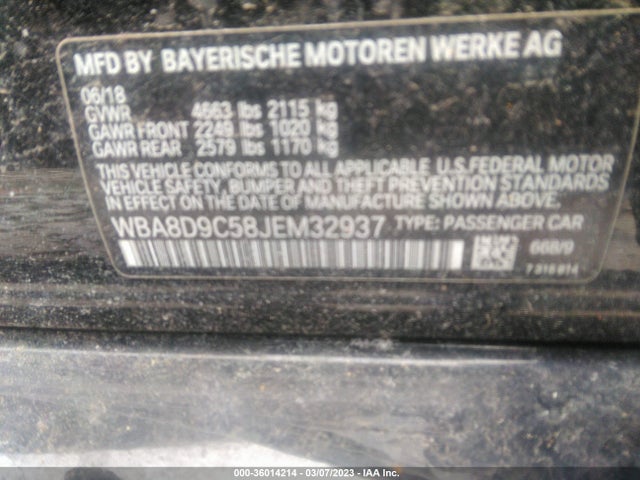 BMW 3 Series 330i Xdrive 2018 WBA8D9C58JEM32937 Image 9