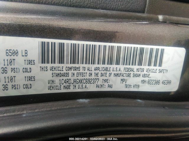 1C4RDJAGXKC692377 Dodge Durango Sxt Plus