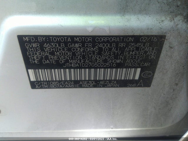 JTHBA1D27G5022516 Lexus IS 200T