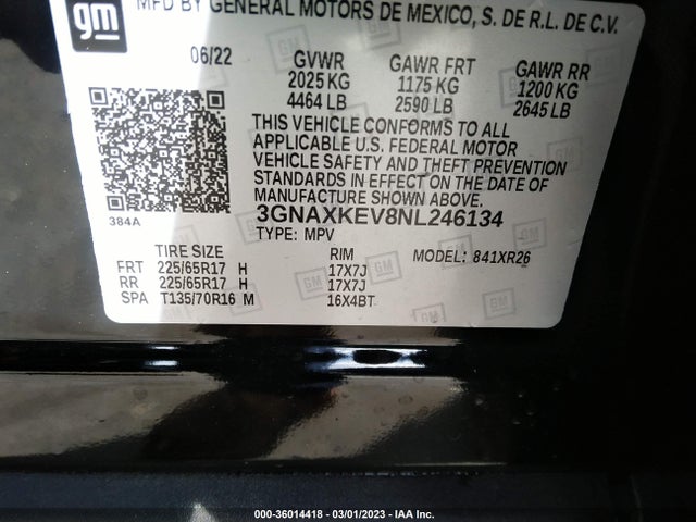 Chevrolet EQUINOX LT 2022 3GNAXKEV8NL246134 Image 10
