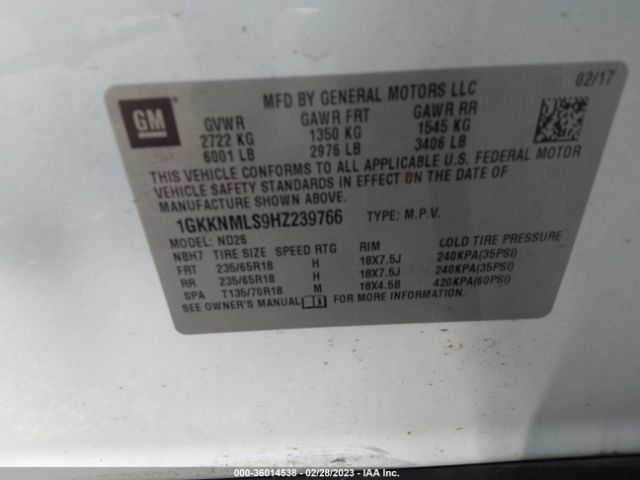 1GKKNMLS9HZ239766 GMC ACADIA SLT