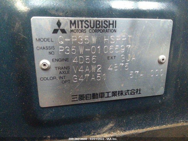 1990 MITSUBISHI VAN VIN: P35W0106597