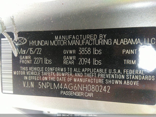 Hyundai ELANTRA SEL 2022 5NPLM4AG6NH080242 Image 10