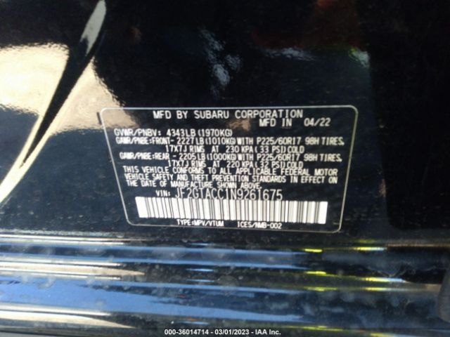 JF2GTACC1N9261675 Subaru Crosstrek Premium