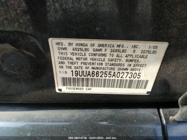 19UUA66255A027305 Acura TL