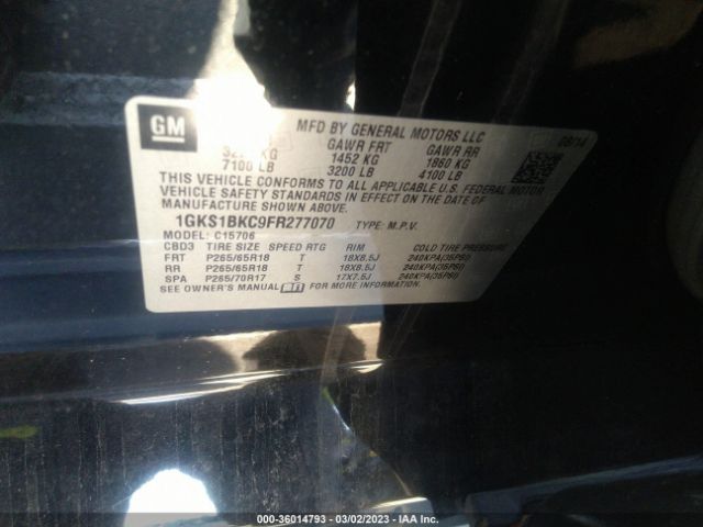 1GKS1BKC9FR277070 GMC YUKON SLT