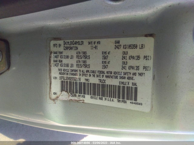 Dodge Dakota Sport 2002 1B7GL32X92S562116 Image 10