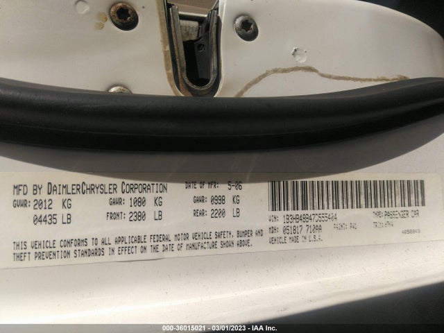 2007 DODGE CALIBER SXT VIN: 1B3HB48B47D555404