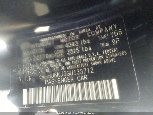 2016 Hyundai Genesis, VIN: KMHHU6KJ9GU133712