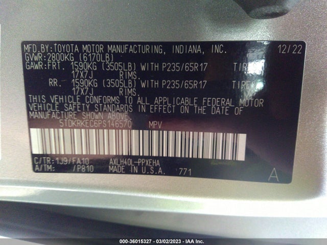 2023 Toyota Sienna, VIN: 5TDKRKEC6PS146570
