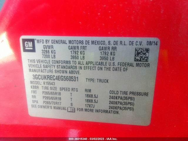 Chevrolet Silverado 1500 Lt 2014 3GCUKREC4EG560531 Image 10