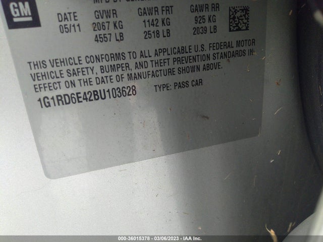 Chevrolet Volt 2011 1G1RD6E42BU103628 Image 9