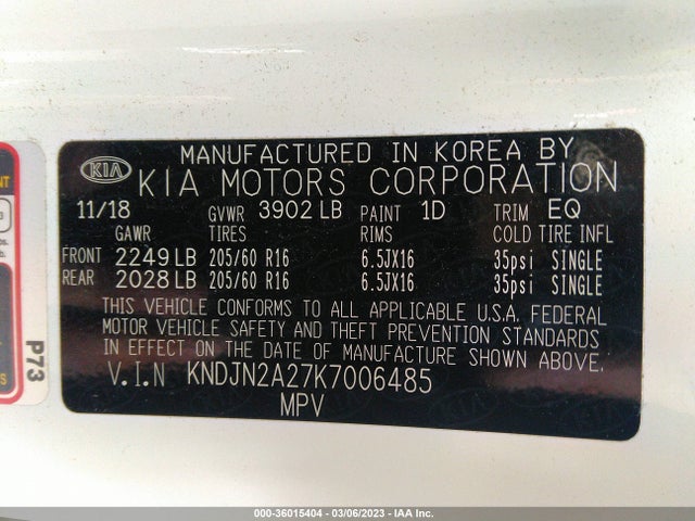 KIA Soul Base 2019 KNDJN2A27K7006485 Image 11