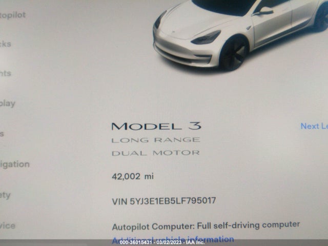 Tesla Model 3 Long Range 2020 5YJ3E1EB5LF795017 Image 7