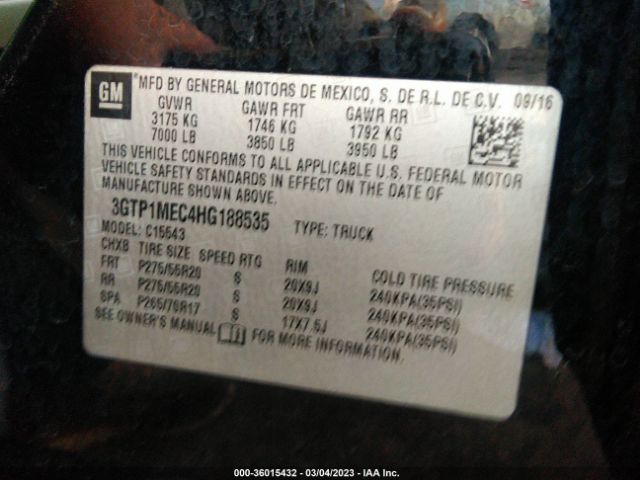 3GTP1MEC4HG188535 GMC Sierra 1500 Sle