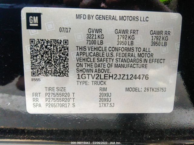 1GTV2LEH2JZ124476 GMC SIERRA 1500