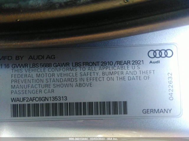 WAUF2AFC6GN135313 Audi S6 Premium Plus