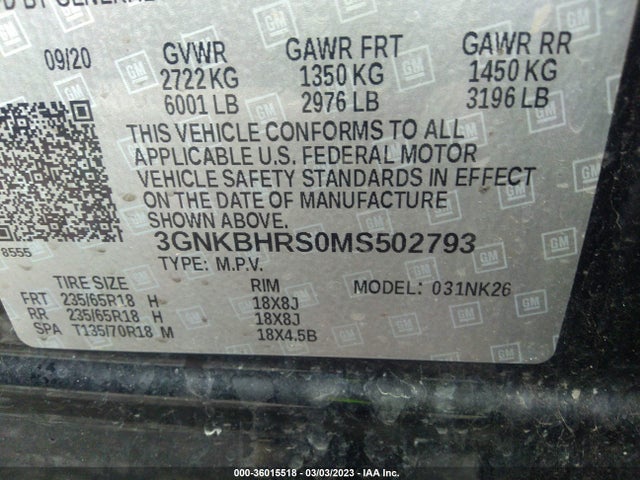 2021 CHEVROLET BLAZER LT VIN: 3GNKBHRS0MS502793