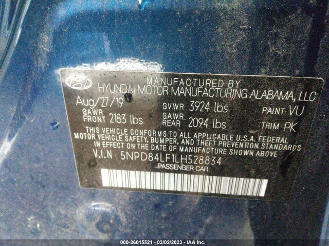 2020 HYUNDAI ELANTRA VALUE EDITION VIN: 5NPD84LF1LH528834