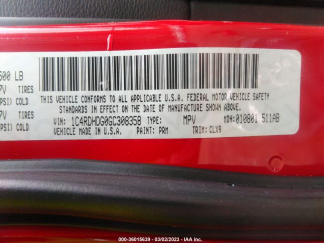 1C4RDHDG0GC308358 Dodge DURANGO LIMITED