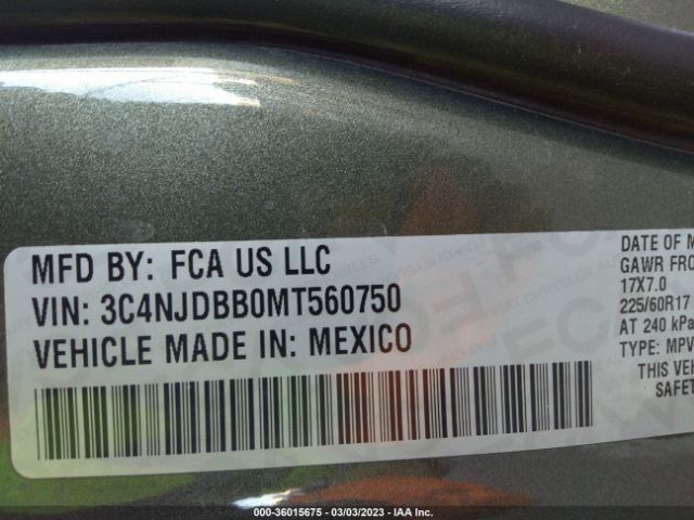 3C4NJDBB0MT560750 Jeep Compass Latitude