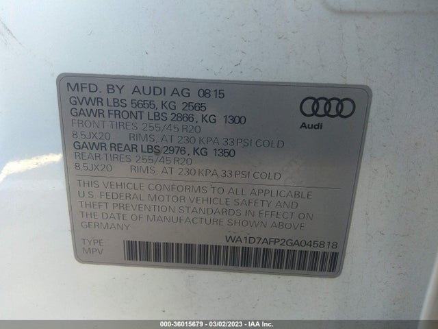 Audi Q5 Premium Plus 2016 WA1D7AFP2GA045818 Image 9