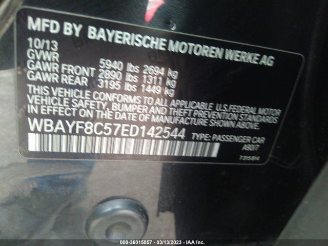 2014 BMW 7 Series, VIN: WBAYF8C57ED142544