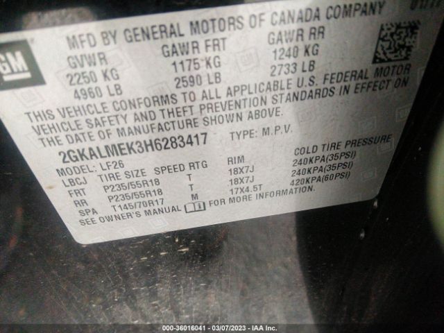 2GKALMEK3H6283417 GMC Terrain Sle