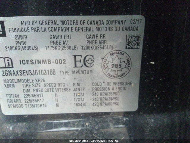 Chevrolet EQUINOX LT 2018 2GNAXSEV3J6103168 Image 10
