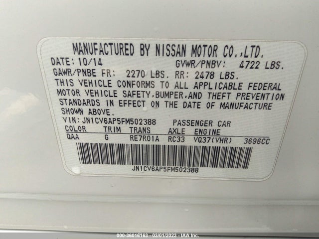 2015 Infiniti Q40, VIN: JN1CV6AP5FM502388