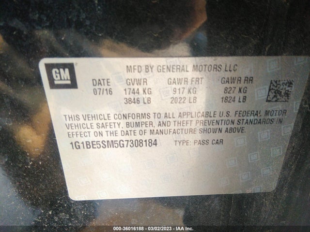 Chevrolet Cruze 2016 1G1BE5SM5G7308184 Image 10