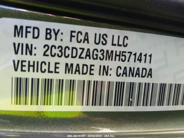 2C3CDZAG3MH571411 Dodge Challenger Sxt