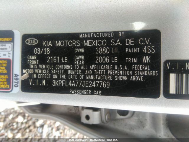 3KPFL4A77JE247769 KIA FORTE LX