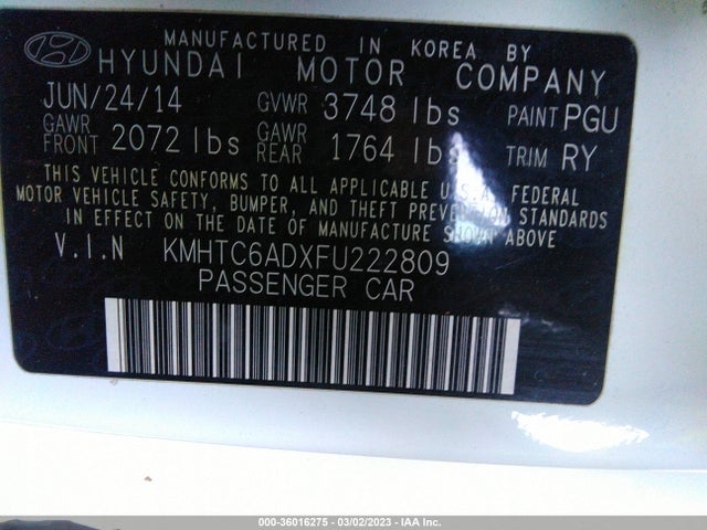 Hyundai Veloster Flex 2015 KMHTC6ADXFU222809 Image 11