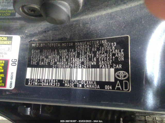 Toyota Corolla L/le/s/s Plus/le Plus 2014 2T1BURHE7EC042471 Image 9
