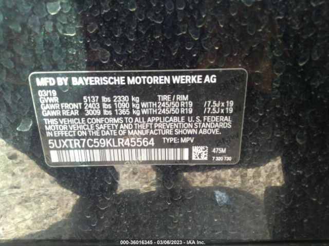 5UXTR7C59KLR45564 BMW X3 Sdrive30i
