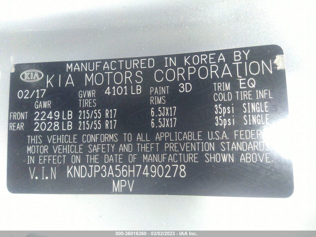 KIA SOUL + 2017 KNDJP3A56H7490278 Image 11