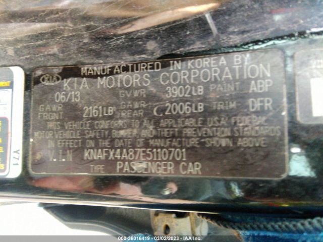KNAFX4A87E5110701 KIA FORTE EX