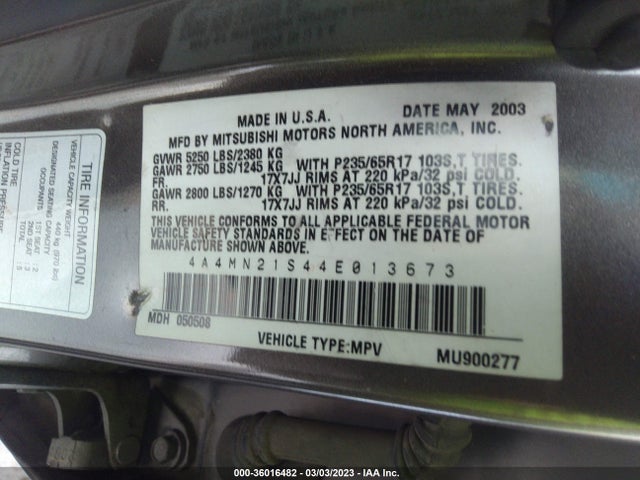 4A4MN21S44E013673 Mitsubishi Endeavor Ls