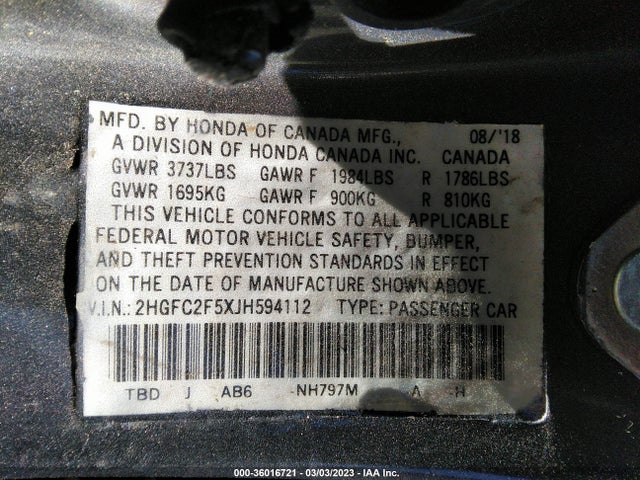 Honda Civic Sedan Lx 2018 2HGFC2F5XJH594112 Image 11