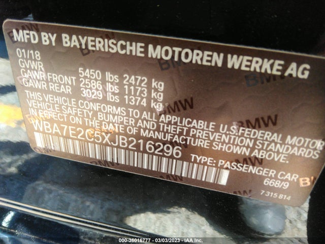 BMW 7 Series 740i 2018 WBA7E2C5XJB216296 Image 9