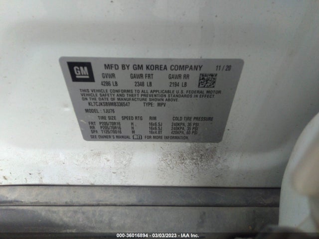 2021 Chevrolet Trax, VIN: KL7CJKSB9MB336547