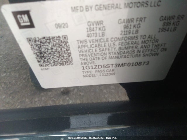 Chevrolet MALIBU LT 2021 1G1ZD5ST3MF010873 Image 9
