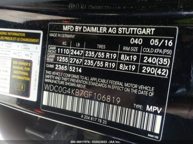 WDC0G4KB7GF106819 Mercedes-Benz Glc Glc 300
