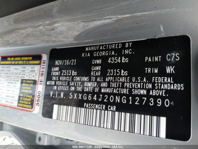 5XXG64J20NG127390 KIA K5 Gt-line